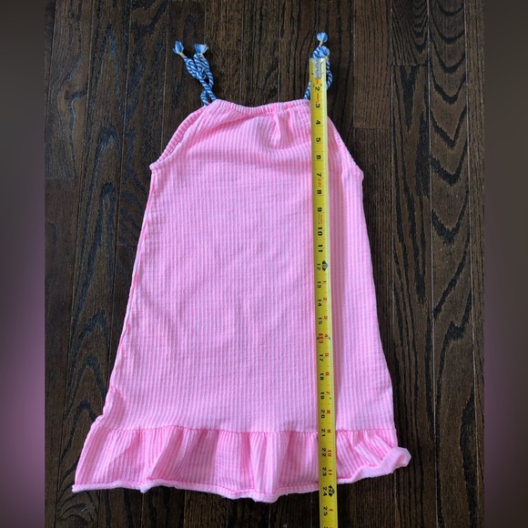 Vince Camuto Girls 6X Woven Cotton Pink/White Striped Halter Ruffled Hem Dress - Picture 7 of 9